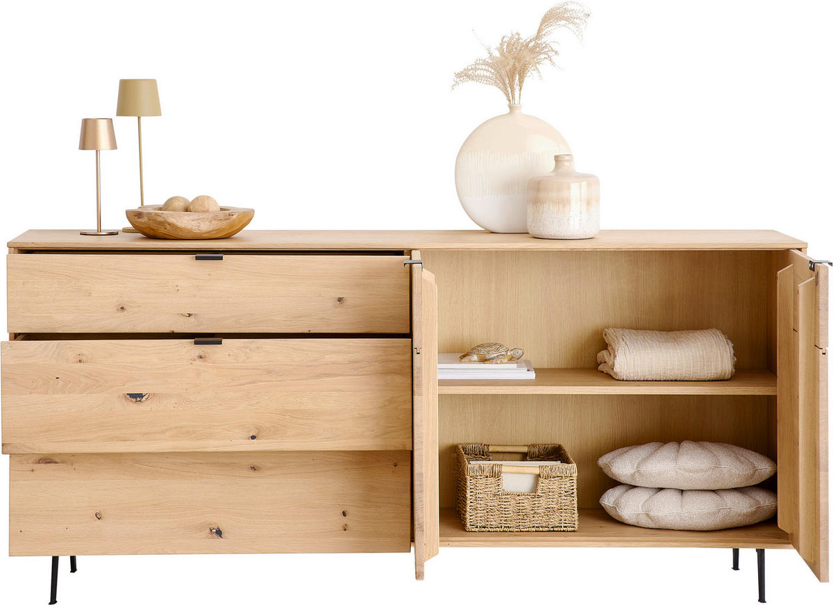 SIDEBOARD Eichefarben  182,6/83,1/42 cm  - Eichefarben/Schwarz, Natur, Holz/Holzwerkstoff (182,6/83,1/42cm) - Cantus