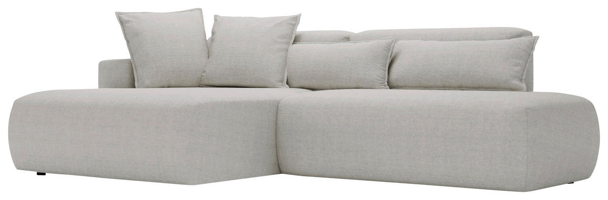 ECKSOFA Chenille Hellgrau  - Hellgrau/Schwarz, Design, Kunststoff/Textil (160/284cm) - Livetastic