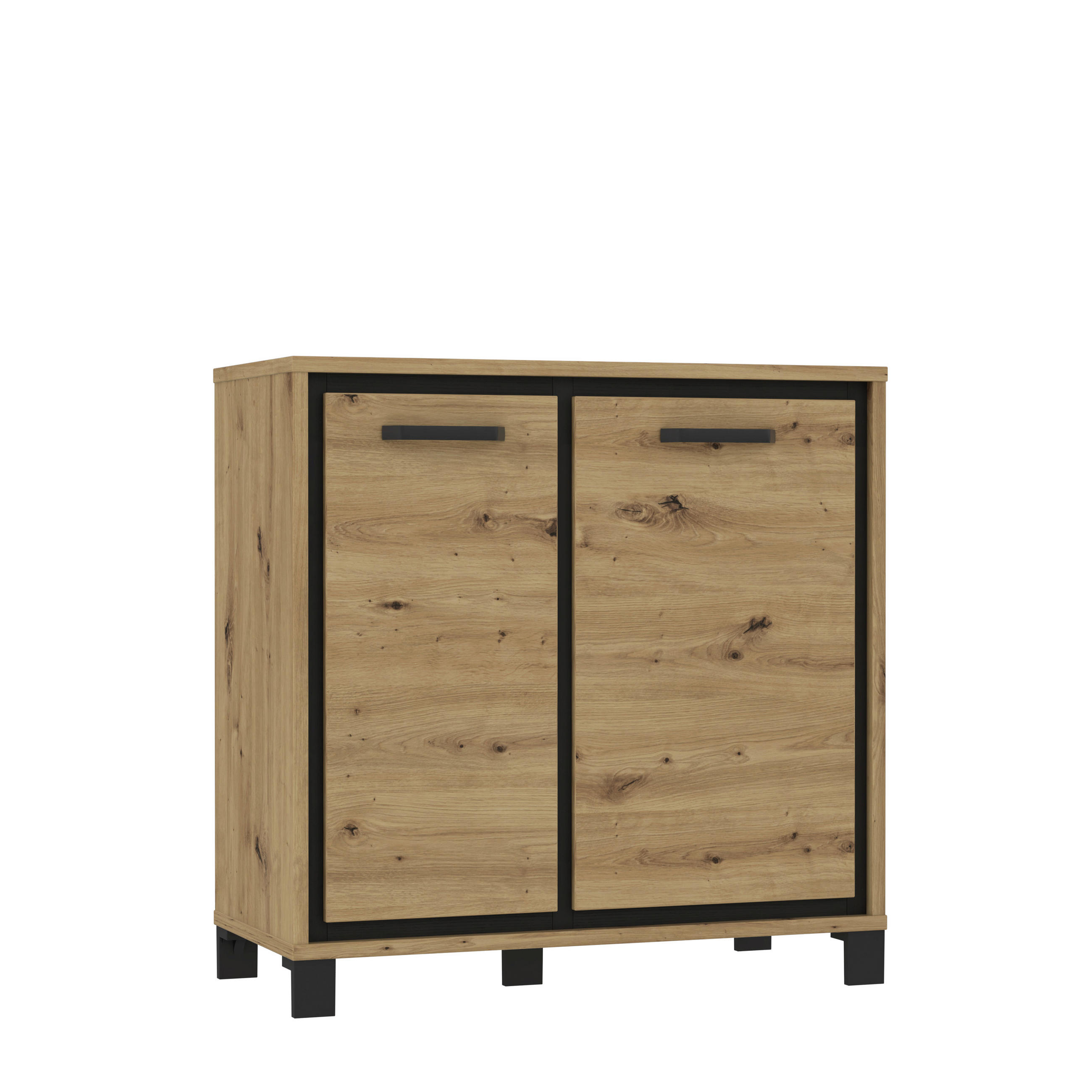 KOMMODE  in 91,4/91,2/41,5 cm  - Eichefarben/Schwarz, MODERN, Holzwerkstoff/Kunststoff (91,4/91,2/41,5cm) - MID.YOU