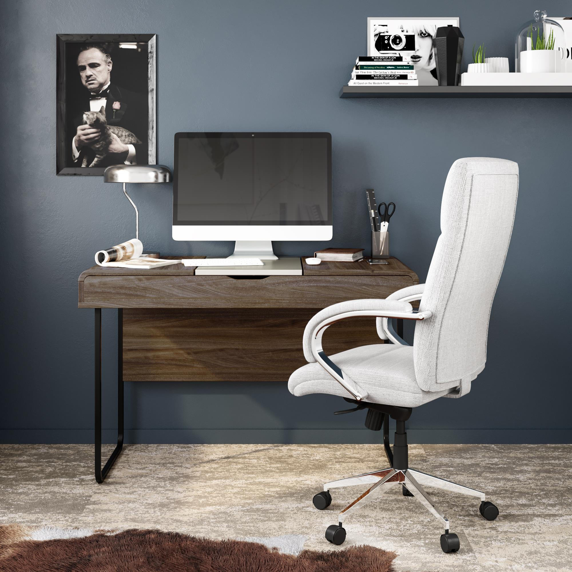 SCHREIBTISCH 118/76/59 cm  in Walnussfarben  - Walnussfarben/Schwarz, Design, Holzwerkstoff/Metall (118/76/59cm) - MID.YOU