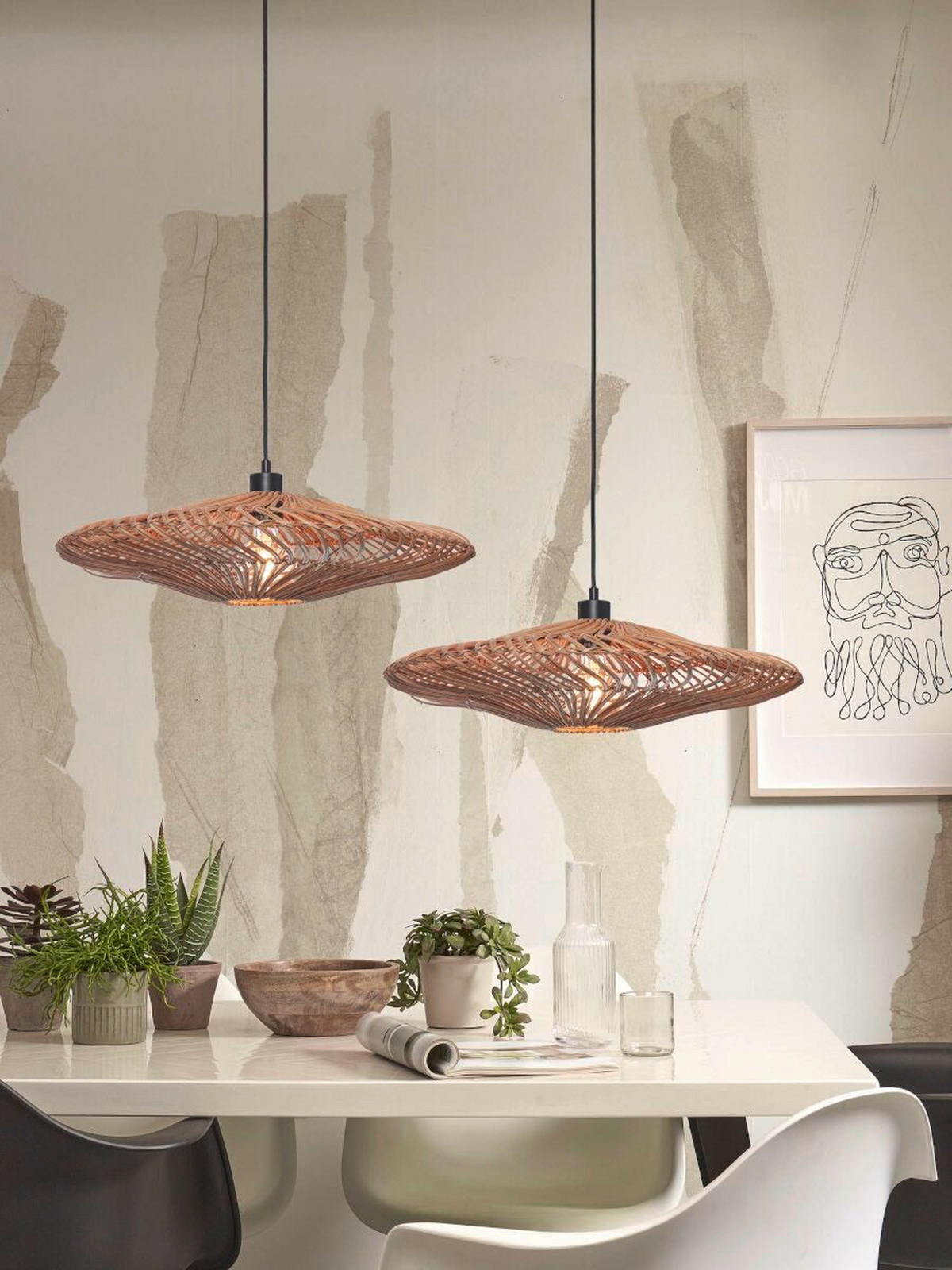 HÄNGLAMPA GOOD&MOJO  55/14 cm  - naturfärgad, Trend, naturmaterial (55/14cm) - Good & Mojo