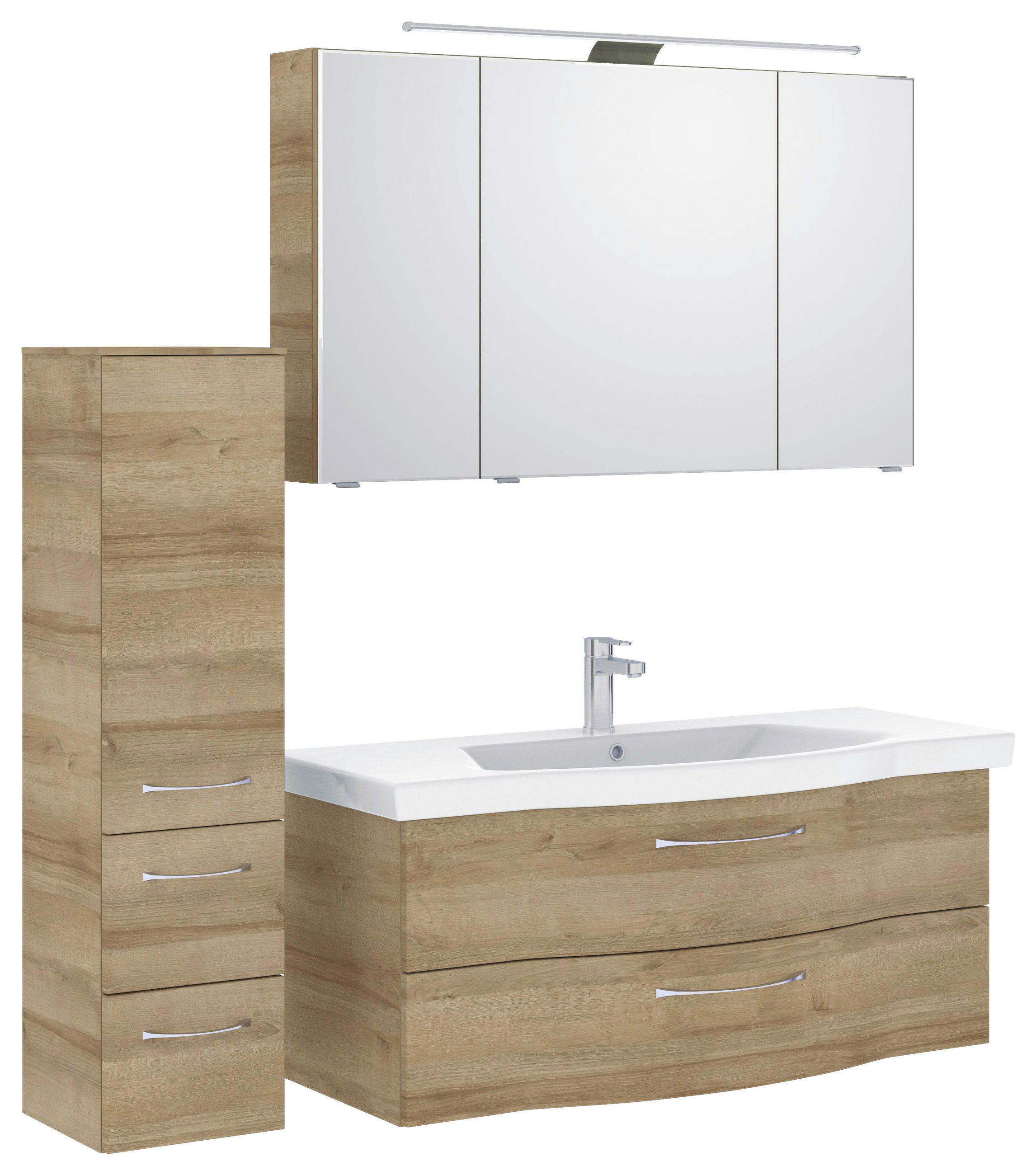 BADEZIMMER 4-teilig  in 152 cm  - Chromfarben/Eichefarben, KONVENTIONELL, Glas/Keramik (152cm) - Pelipal