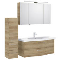 BADEZIMMER 4-teilig  in 152 cm  - Chromfarben/Eichefarben, KONVENTIONELL, Glas/Keramik (152cm) - Pelipal