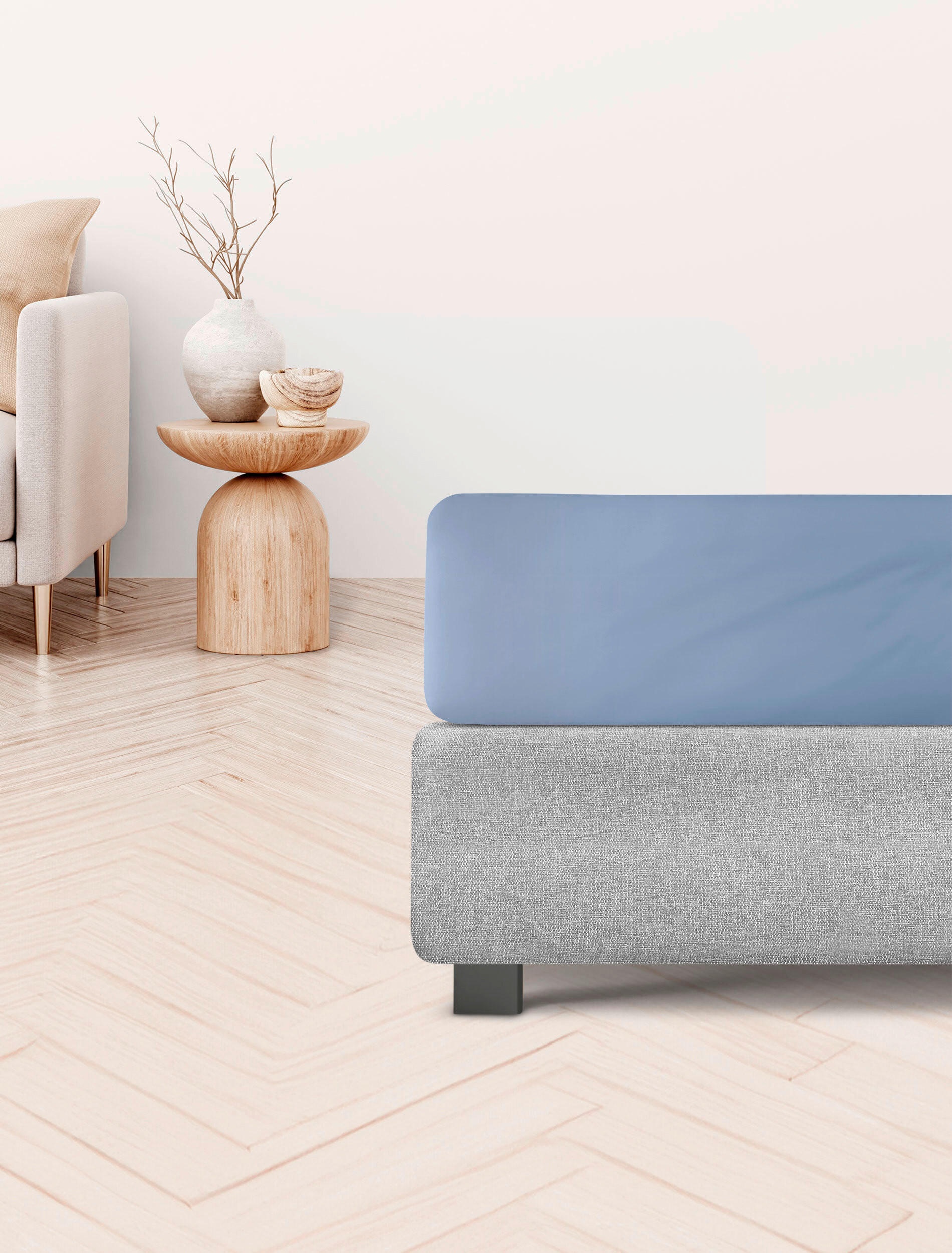 SPANNBETTTUCH Jersey  - Blau, KONVENTIONELL, Textil (180-200/200cm) - Irisette