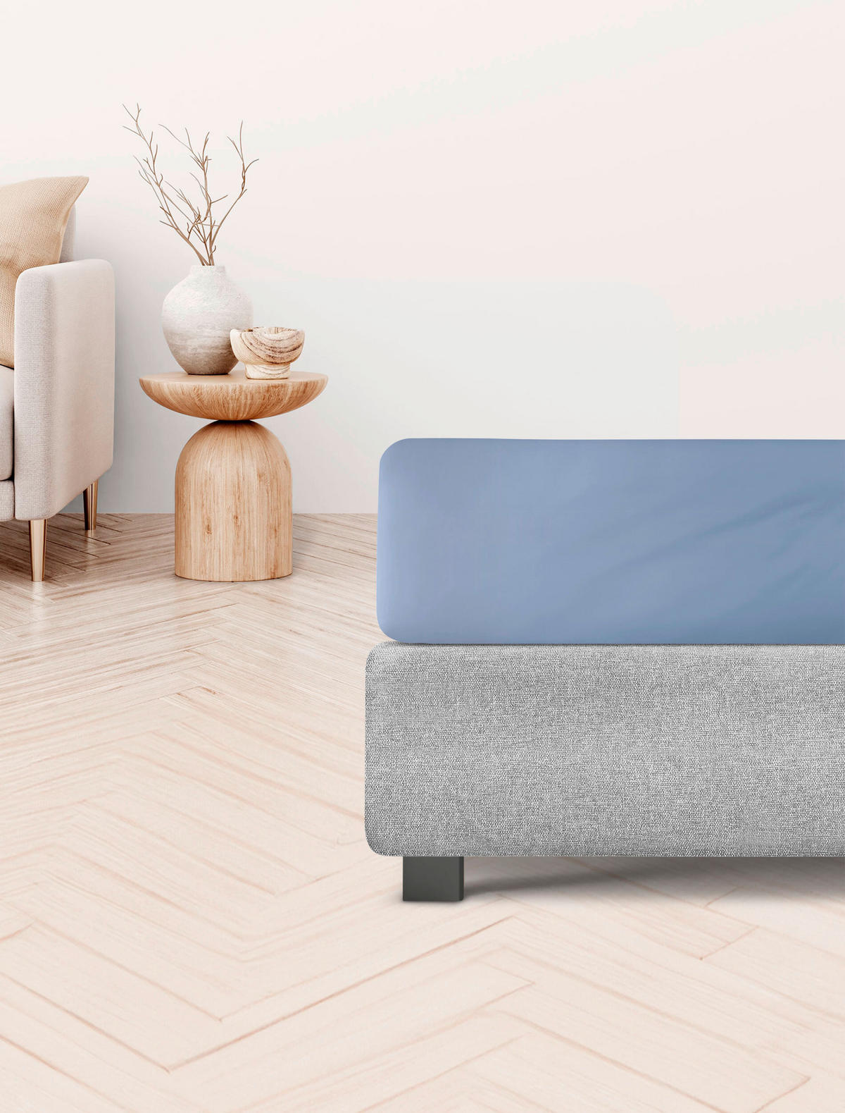 SPANNBETTTUCH Jersey  - Blau, KONVENTIONELL, Textil (180-200/200cm) - Irisette