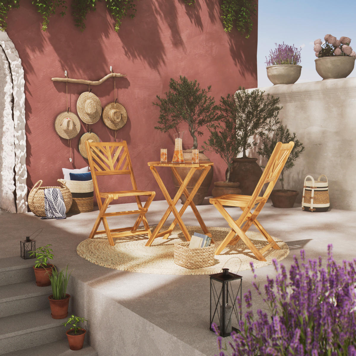 BALKONSET  - Akaziefarben, MODERN, Holz (57/57/74cm) - Ambia Garden