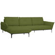 ECKSOFA in Echtleder Grün  - Schwarz/Grün, Design, Leder/Metall (182/325cm) - Valnatura