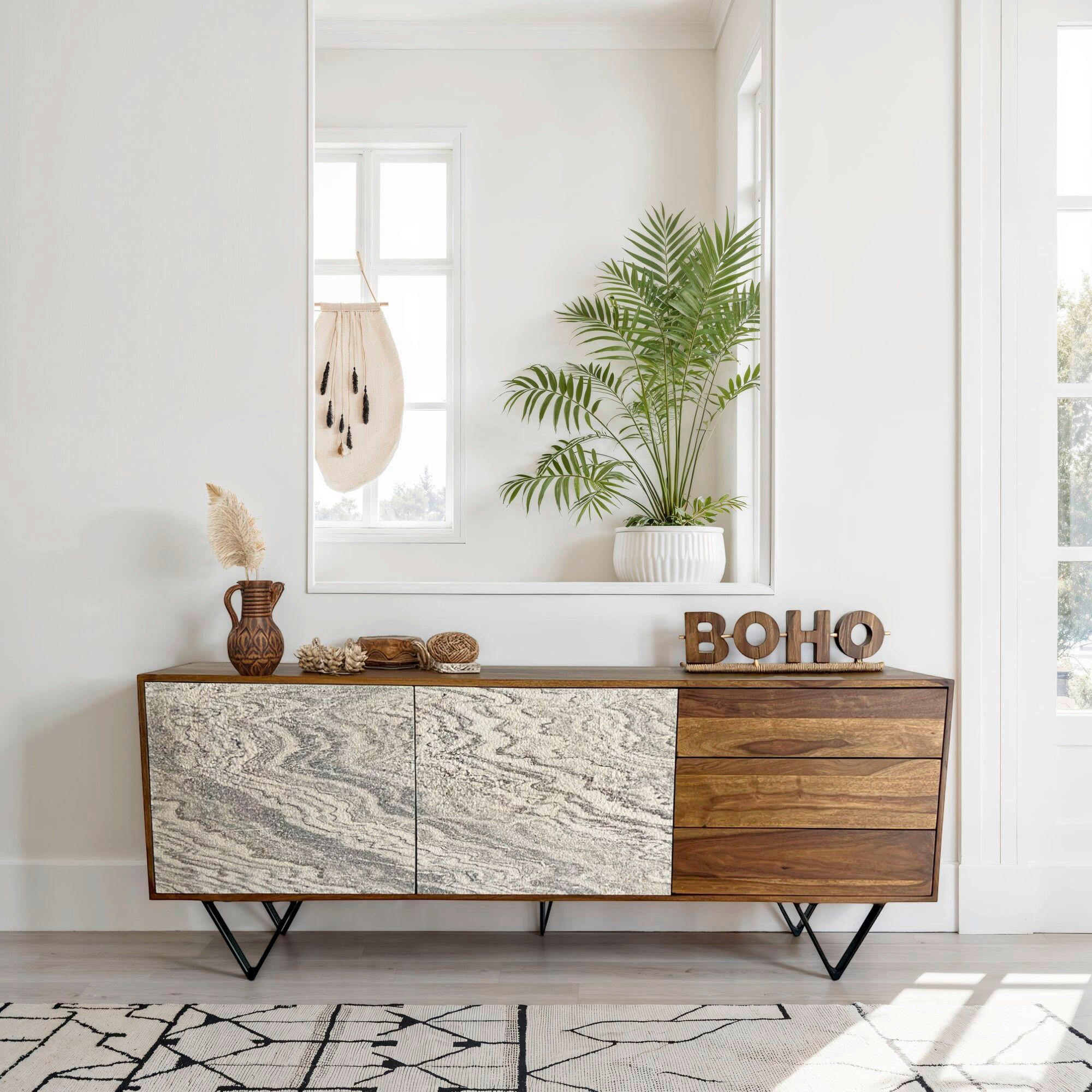SIDEBOARD  in 175/71/40 cm  - Sheeshamfarben/Schwarz, Natur, Holz/Metall (175/71/40cm) - Livetastic