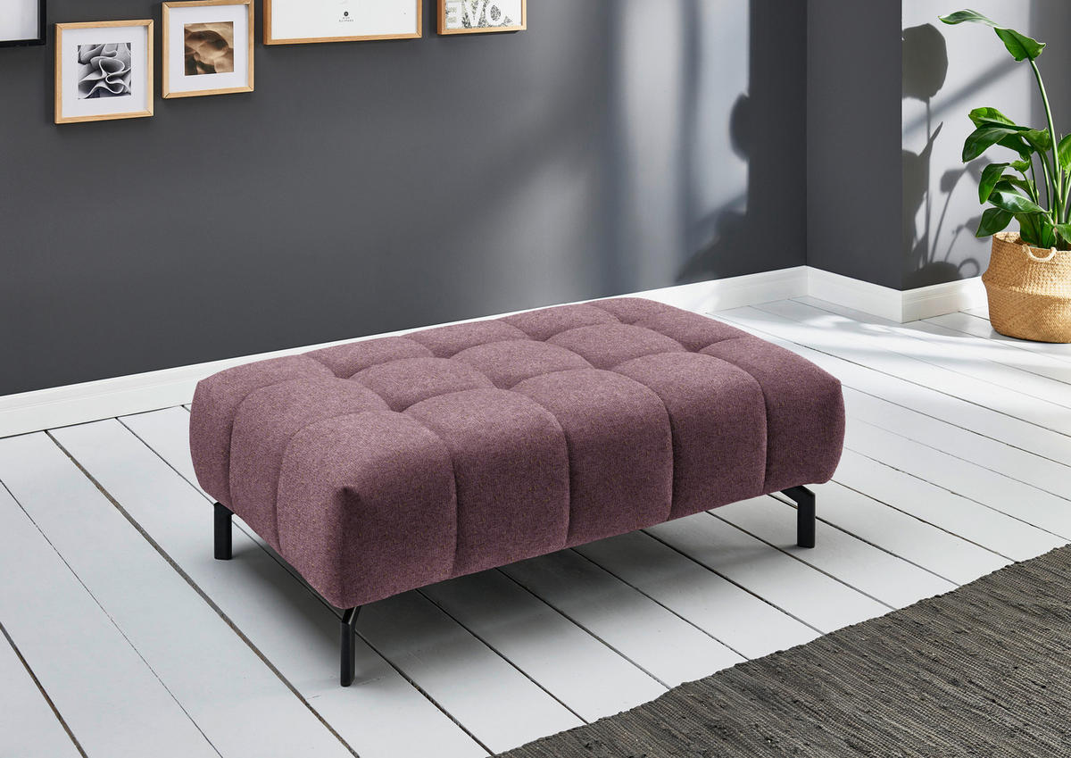 ECKSOFA in Chenille Beere  - Beere/Schwarz, Design, Textil/Metall (329/190cm) - Beldomo Style