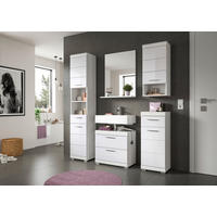 BADEZIMMER 5-teilig  in 134 cm  - Weiß Hochglanz/Silberfarben, MODERN, Glas/Holzwerkstoff (134cm) - MID.YOU