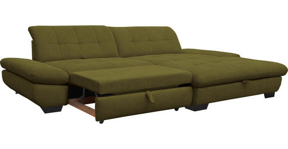 ECKSOFA in Mikrofaser Grün 290/198 cm - Schwarz/Grün, Design, Textil/Metall (290/198cm) - Xora