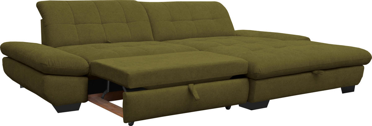 ECKSOFA in Mikrofaser Grün  - Schwarz/Grün, Design, Textil/Metall (290/198cm) - Xora