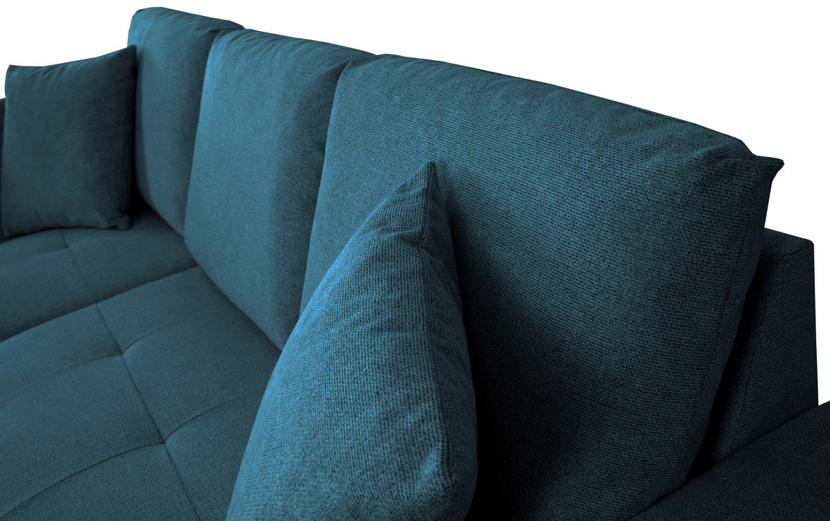 ECKSOFA LUKAS Blau Struktur Zierkissen, Bettkasten  - Blau, Trend, Textil (158/239cm) - P & B