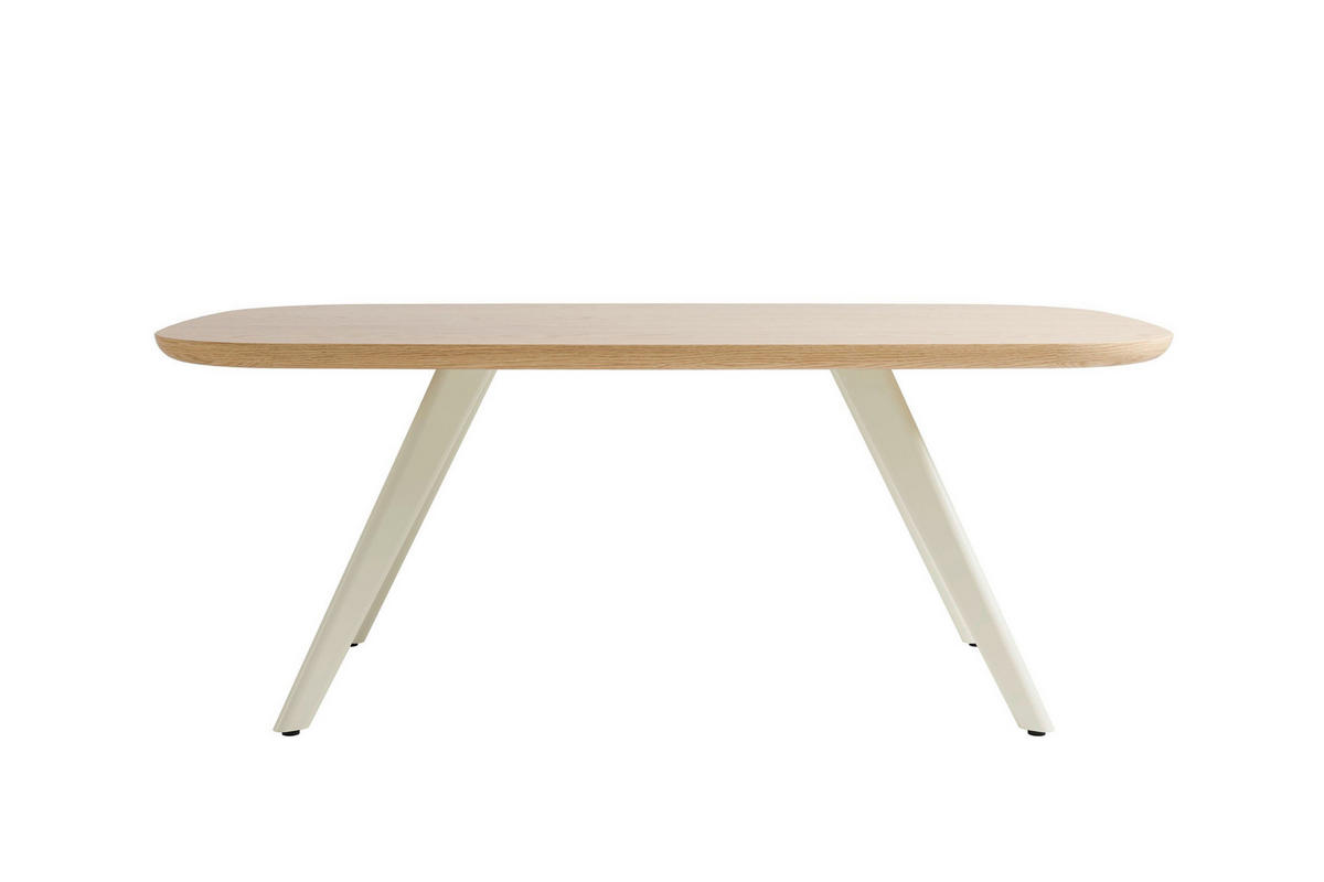 ESSTISCH 200/100/76 cm Nachbildung  Metall, Holzwerkstoff bootsförmig Eiche Bianco  - Eiche Bianco/Schwarz, MODERN, Holzwerkstoff/Metall (200/100/76cm) - Schöner Wohnen