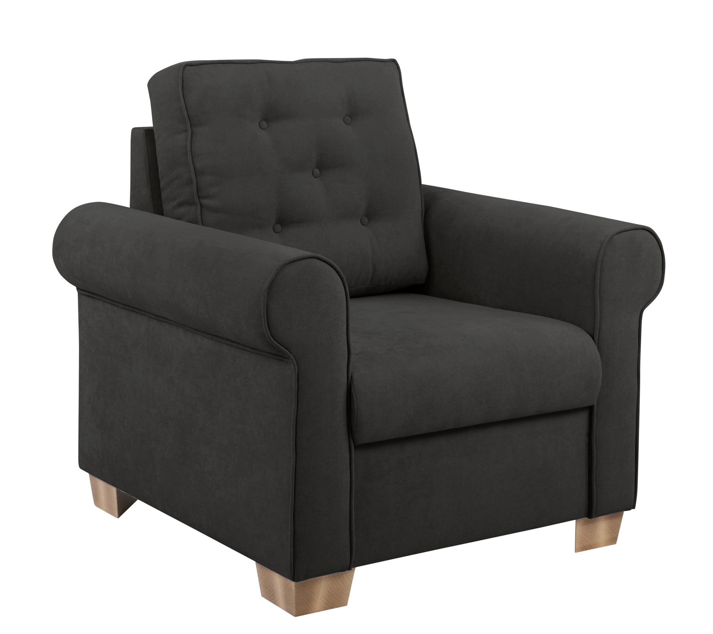 SESSEL in Schwarz  - Buchefarben/Schwarz, Design, Holz/Textil (93/89/82cm) - MID.YOU
