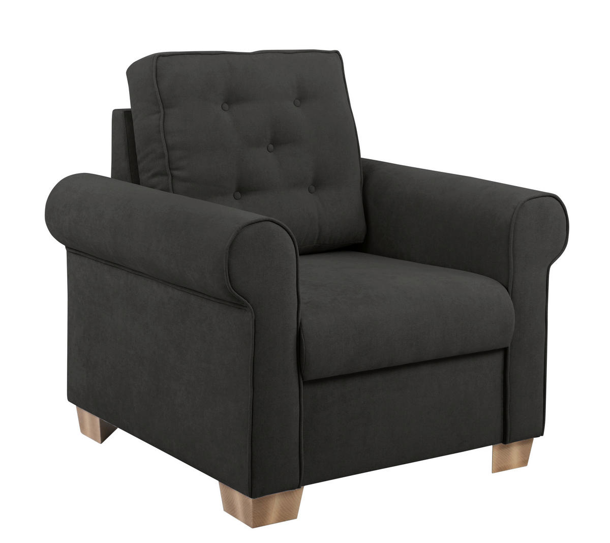 SESSEL in Schwarz  - Buchefarben/Schwarz, Design, Holz/Textil (93/89/82cm) - MID.YOU