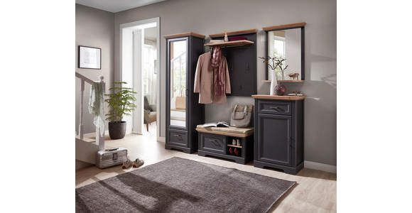 GARDEROBENBANK  in 93/49/41 cm  - Graphitfarben/Braun, ROMANTIK / LANDHAUS, Textil/Metall (93/49/41cm) - Landscape