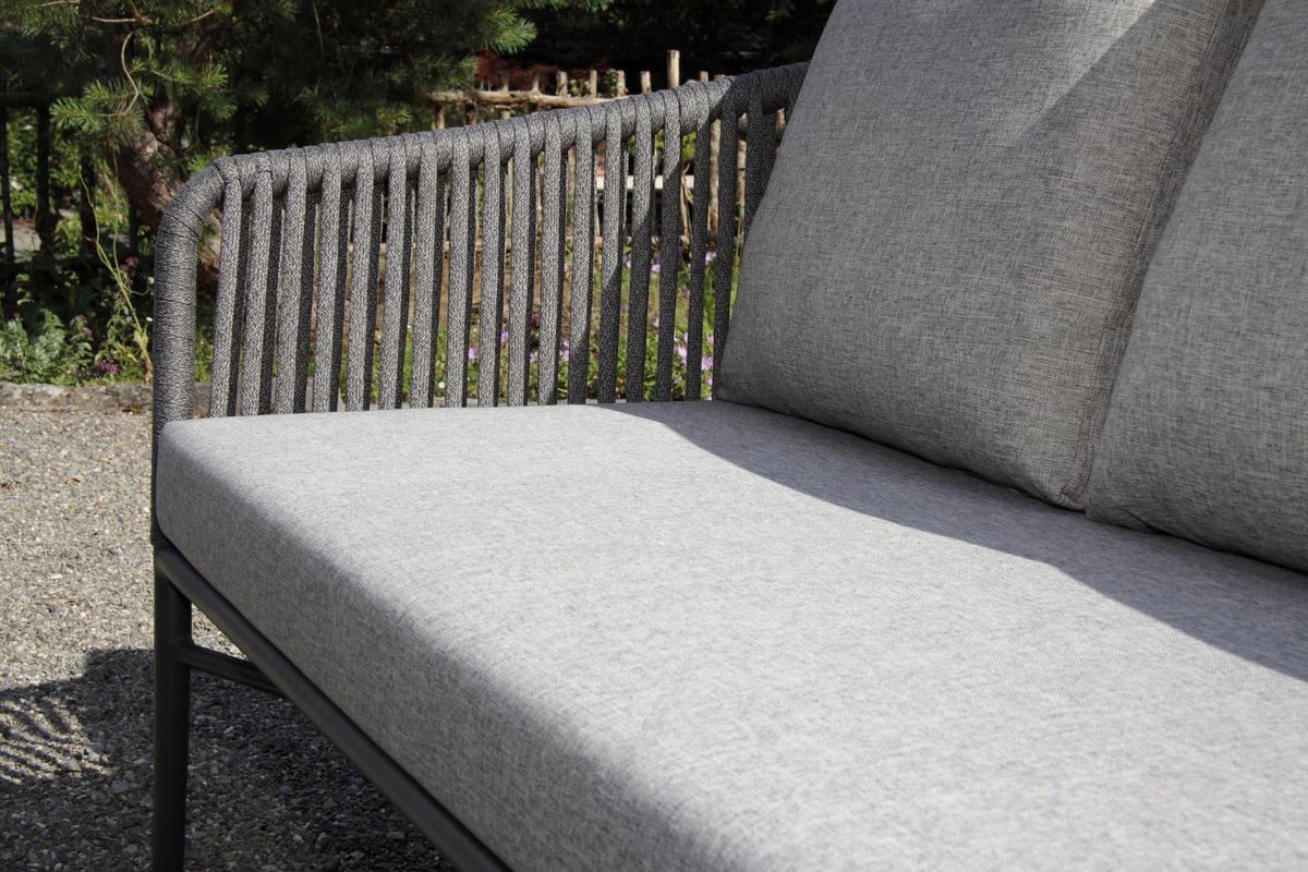LOUNGEGARNITUR Aluminium  - Dunkelgrau/Anthrazit, MODERN, Kunststoff/Metall (185/65/75cm) - Ambia Garden