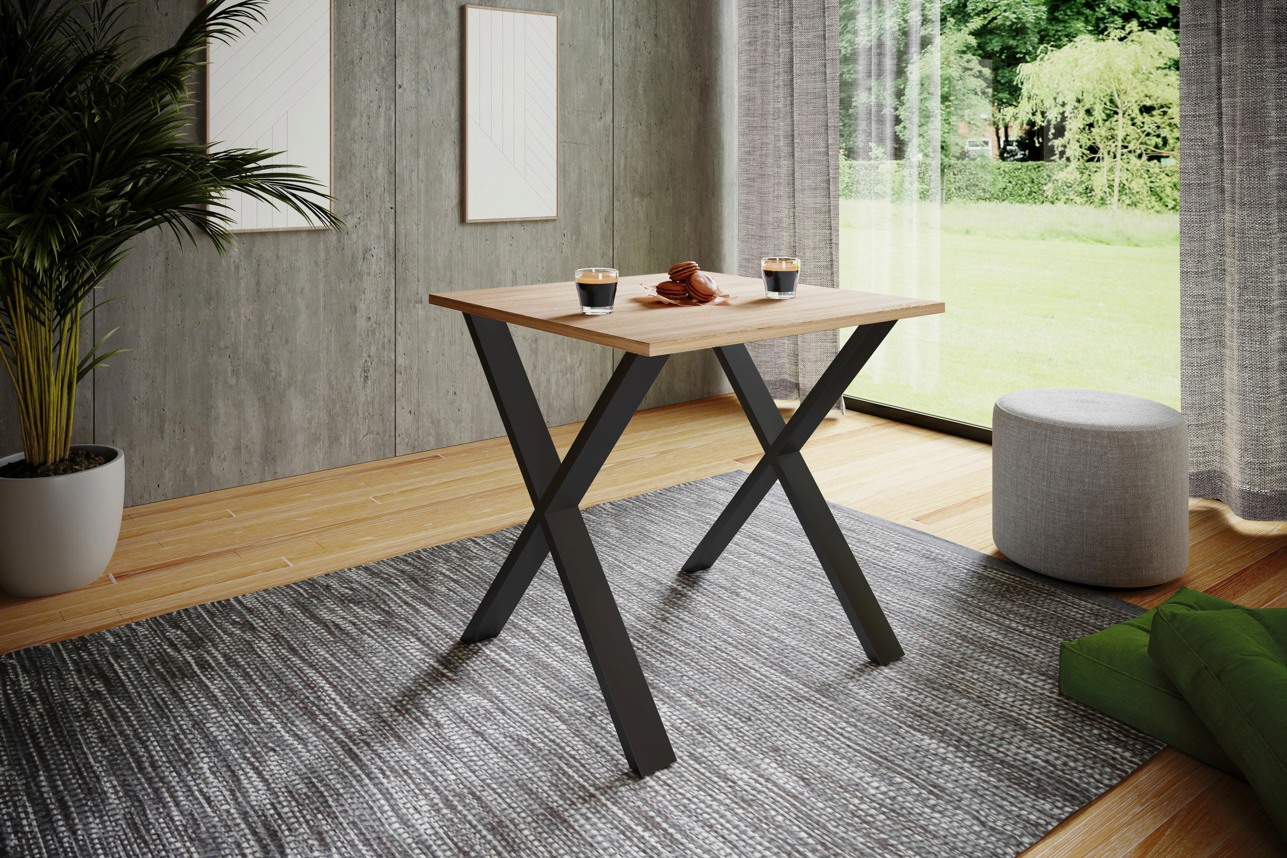 ESSTISCH Schwarz, Sonoma Eiche  - Schwarz/Sonoma Eiche, Basics, Holzwerkstoff/Metall (80/50/76cm) - MID.YOU