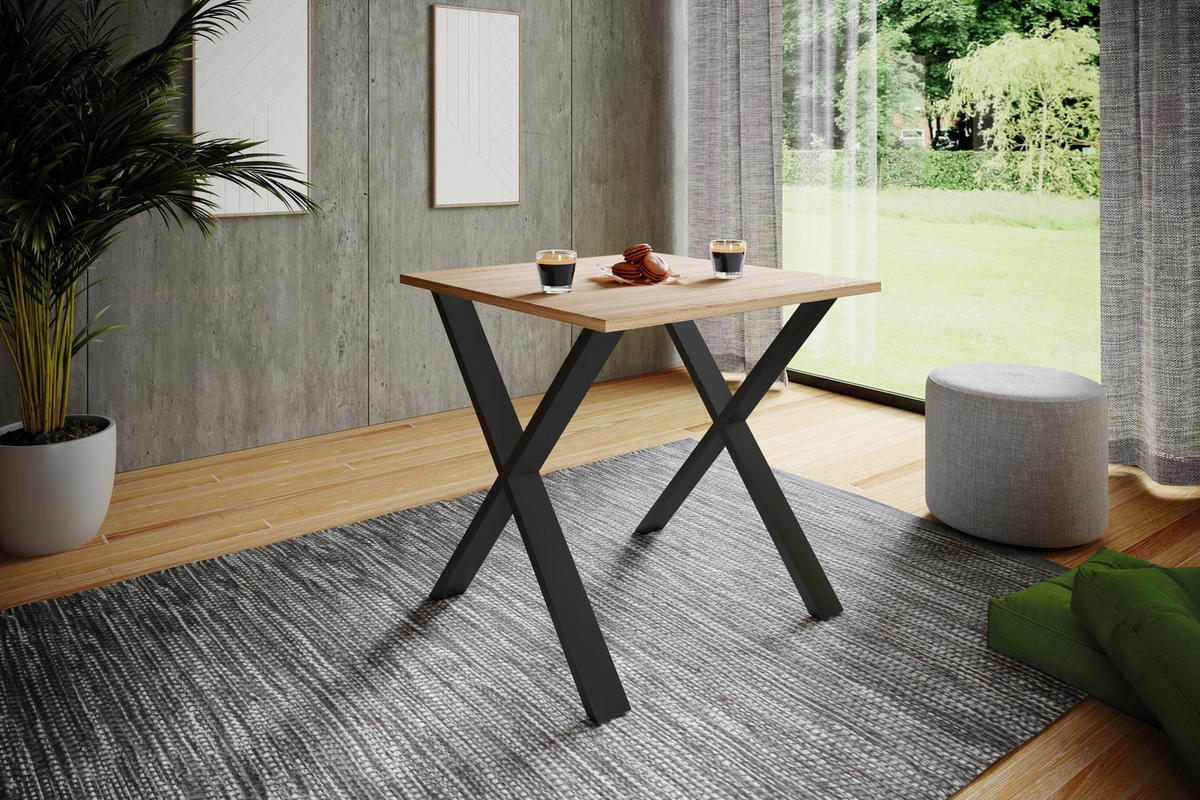 ESSTISCH in Holzwerkstoff 80/50/76 cm   - Schwarz/Sonoma Eiche, Basics, Holzwerkstoff/Metall (80/50/76cm) - MID.YOU