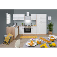 ECKKÜCHE 172/310 cm  in Weiß, Eichefarben  - Chromfarben/Eichefarben, Basics, Glas/Holzwerkstoff (172/310cm) - Respekta