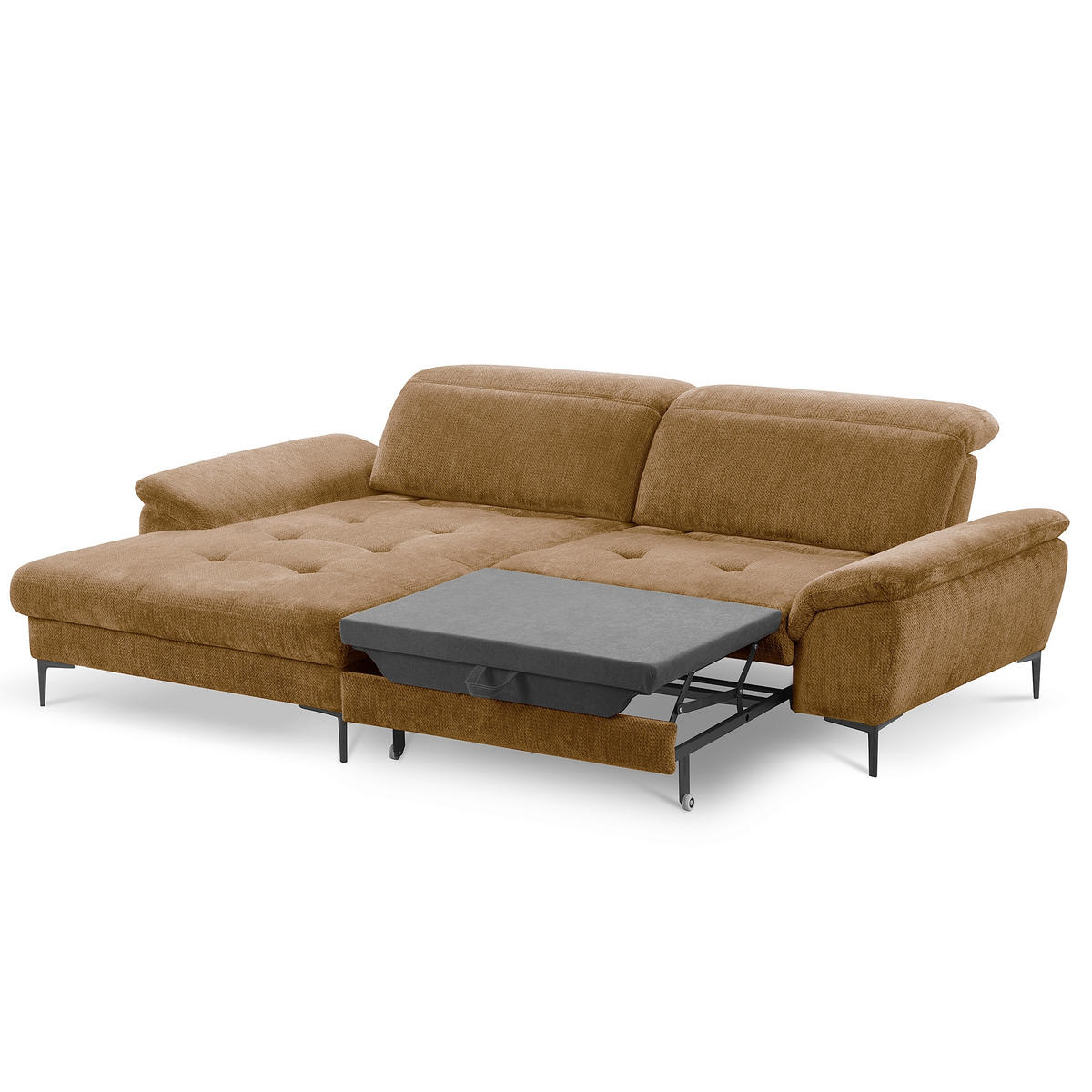 ECKSOFA  Webstoff Rostfarben  - Rostfarben/Schwarz, Design, Textil/Metall (195/268cm) - Livetastic