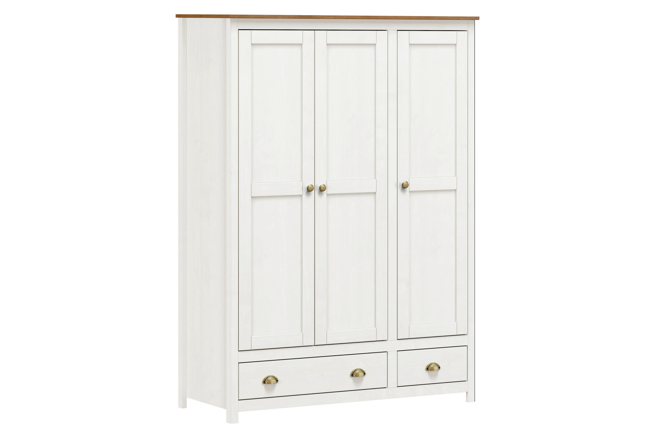 DREHTÜRENSCHRANK  in Weiß  - Messingfarben/Weiß, Natur, Holz/Metall (136/185/54cm) - Livetastic