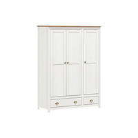 DREHTÜRENSCHRANK 136/185/54 cm,  in Weiß, 3-türig  - Messingfarben/Weiß, Natur, Holz/Metall (136/185/54cm) - Livetastic