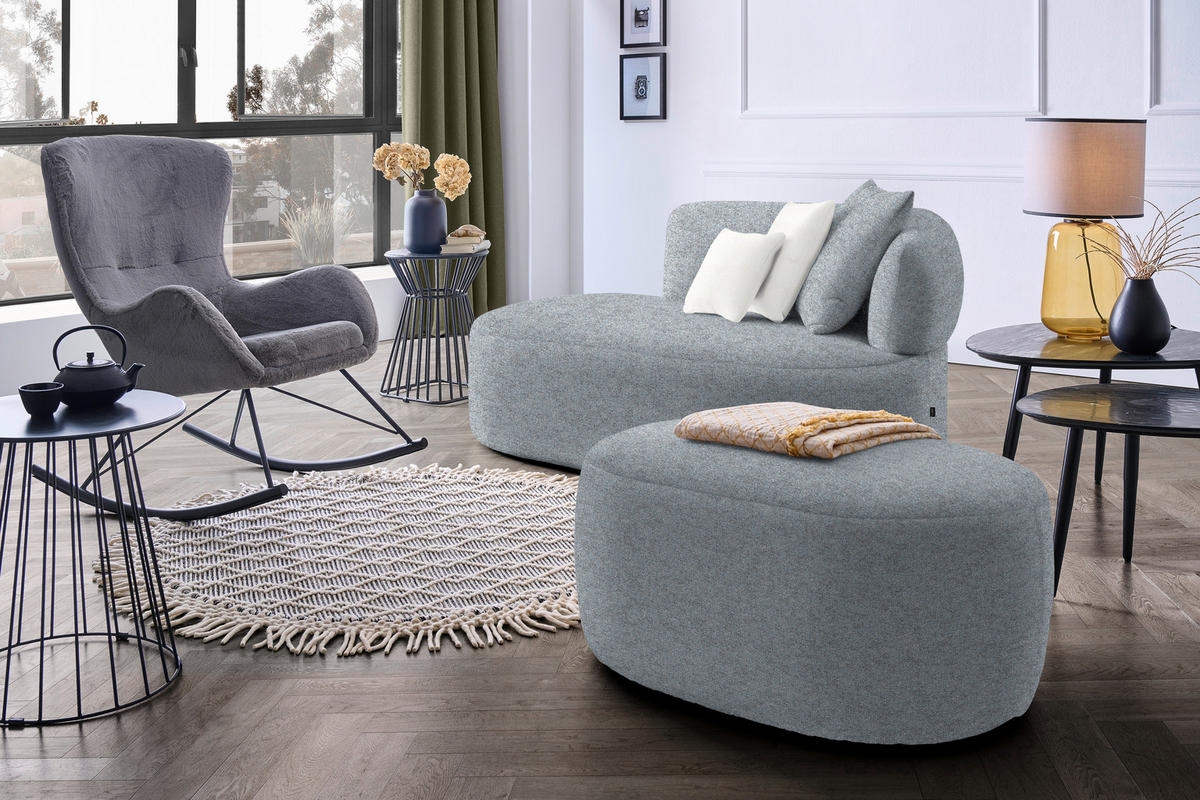 RÉCAMIERE in Chenille Beige, Graubraun  - Beige/Graubraun, MODERN, Kunststoff/Textil (166/86/105cm) - Hom`in