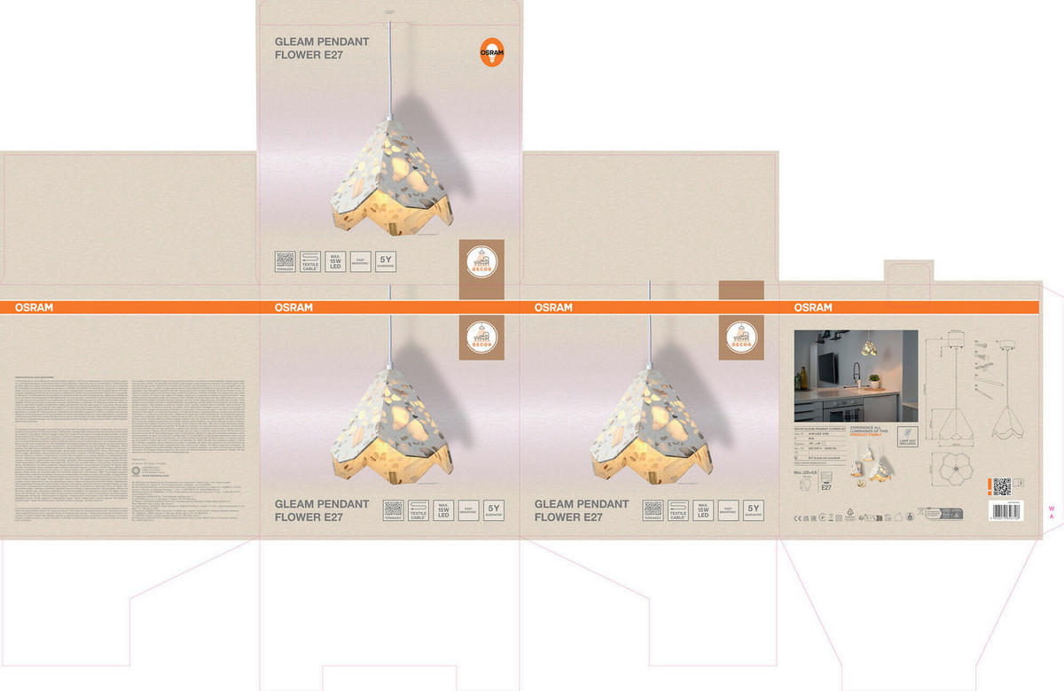 HÄNGELEUCHTE 26,4/26,2/150 cm  - Beige, Basics, Stein (26,4/26,2/150cm) - Osram