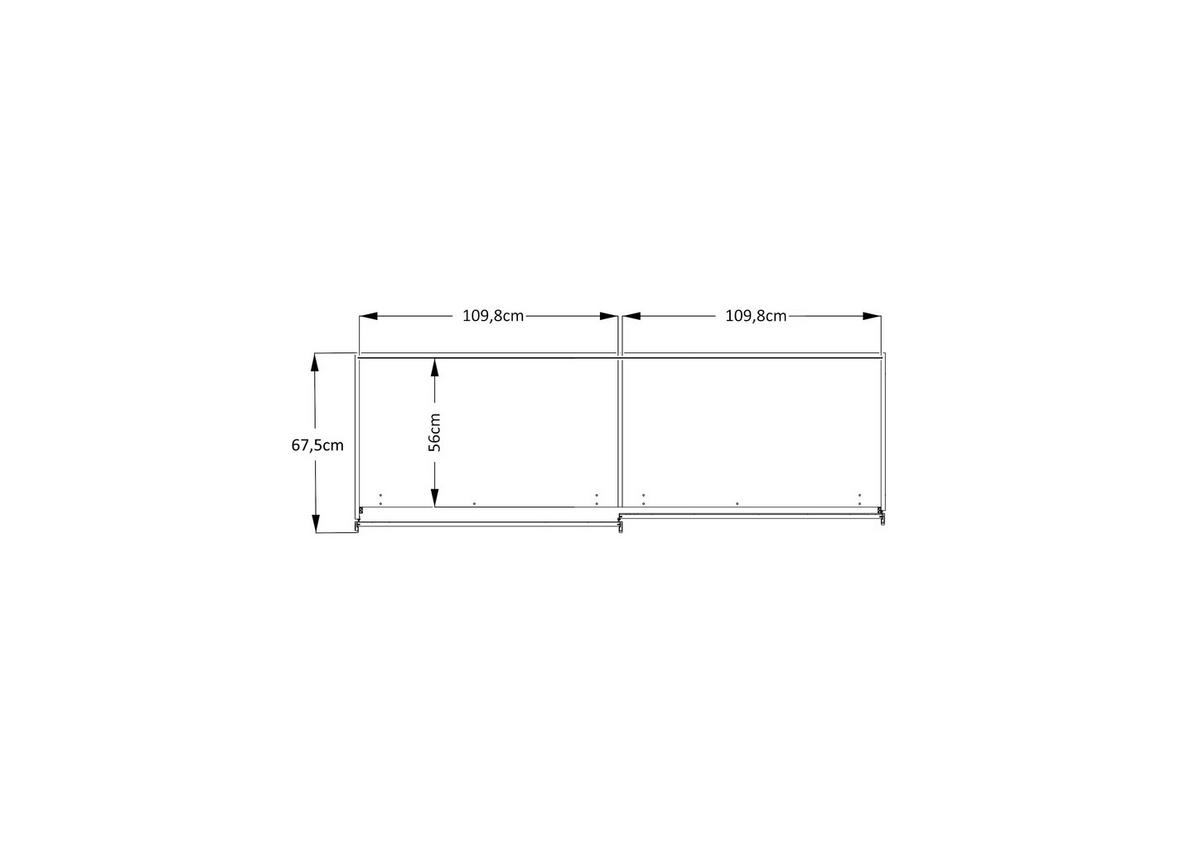 SCHWEBETÜRENSCHRANK 225/222/68 cm 2-türig Eiche Artisan, Elfenbein  - Elfenbein/Schwarz, Design, Glas/Holzwerkstoff (225/222/68cm) - Dieter Knoll