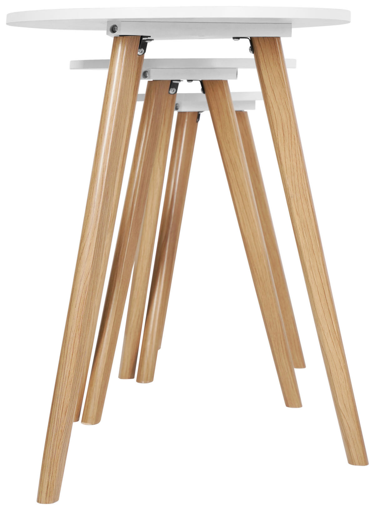BEISTELLTISCHSET in Holz, Holzwerkstoff einfacher Aufbau 24-30-40/24-30-40/38-43-48 cm  - Naturfarben/Weiß, Basics, Holz/Holzwerkstoff (24-30-40/24-30-40/38-43-48cm) - Carryhome