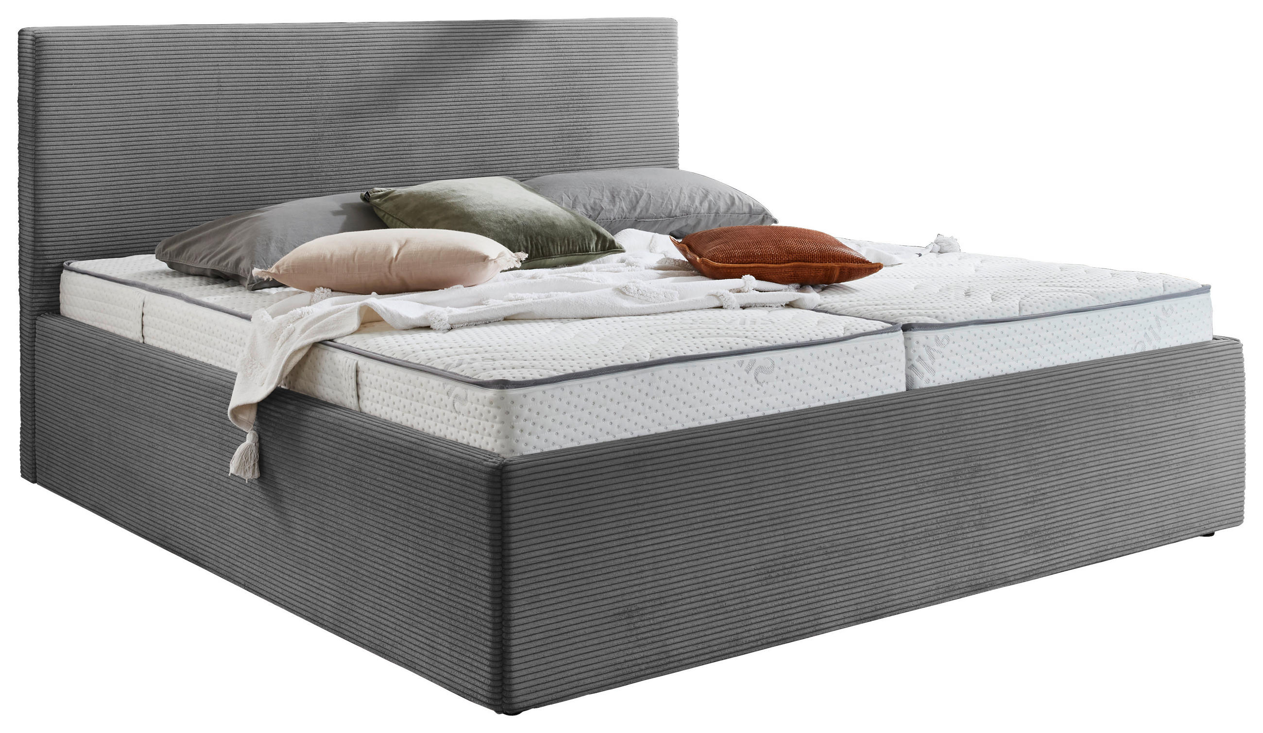 POLSTERBETT Bettkasten 180/200 cm  in Grau  - Schwarz/Grau, Trend, Kunststoff/Textil (180/200cm) - Boxxx