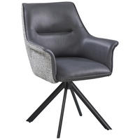 ARMLEHNSTUHL  Sitzfläche 360° drehbar Webstoff  Grau, Schwarz, Hellgrau  - Hellgrau/Schwarz, MODERN, Textil/Metall (68/86/68cm) - Livetastic