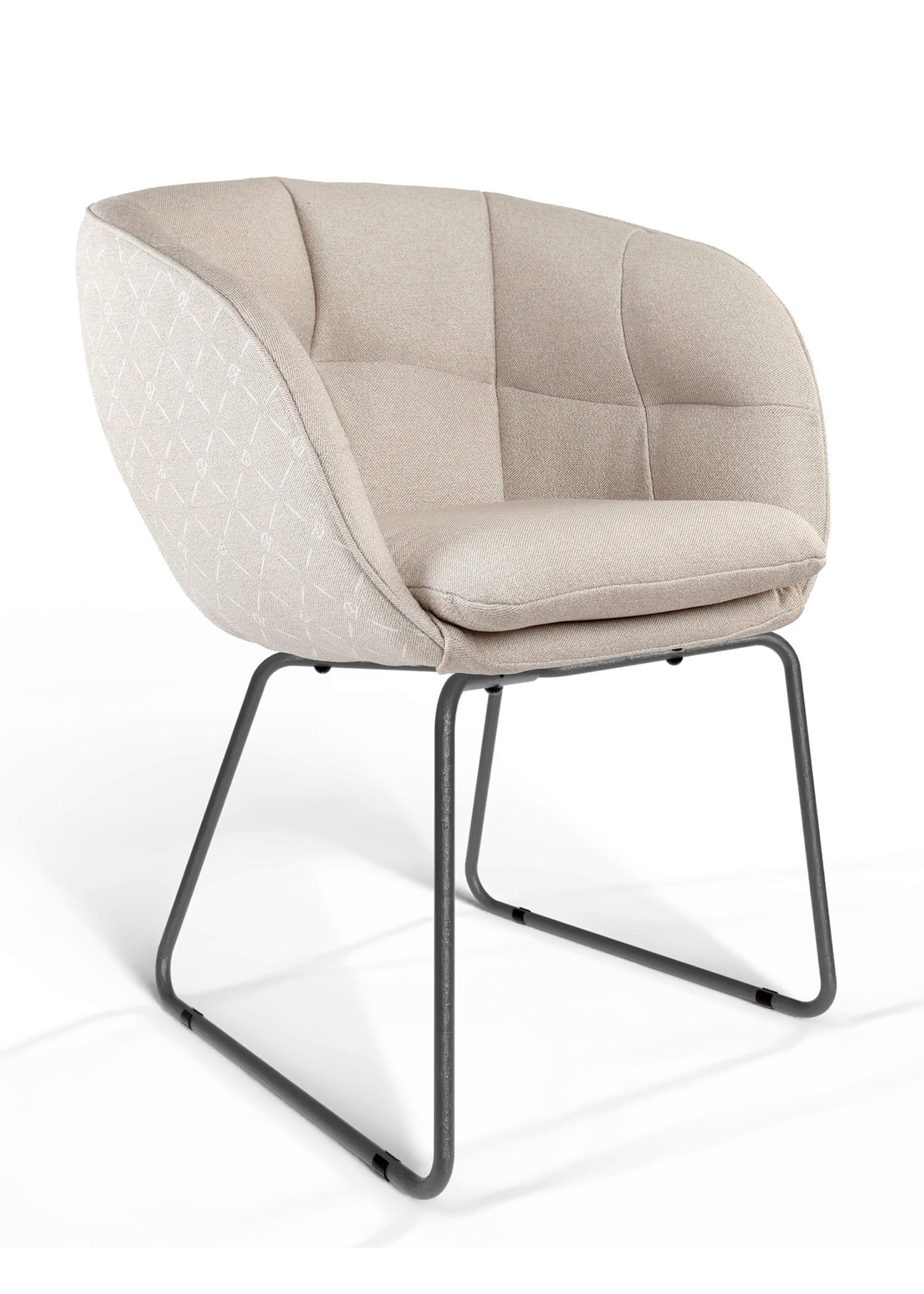ARMLEHNSTUHL  Beinauswahl, Stoff-/Lederauswahl Jacquard  Sandfarben  - Sandfarben/Schwarz, Design, Textil/Metall (62/81/63cm) - Dieter Knoll