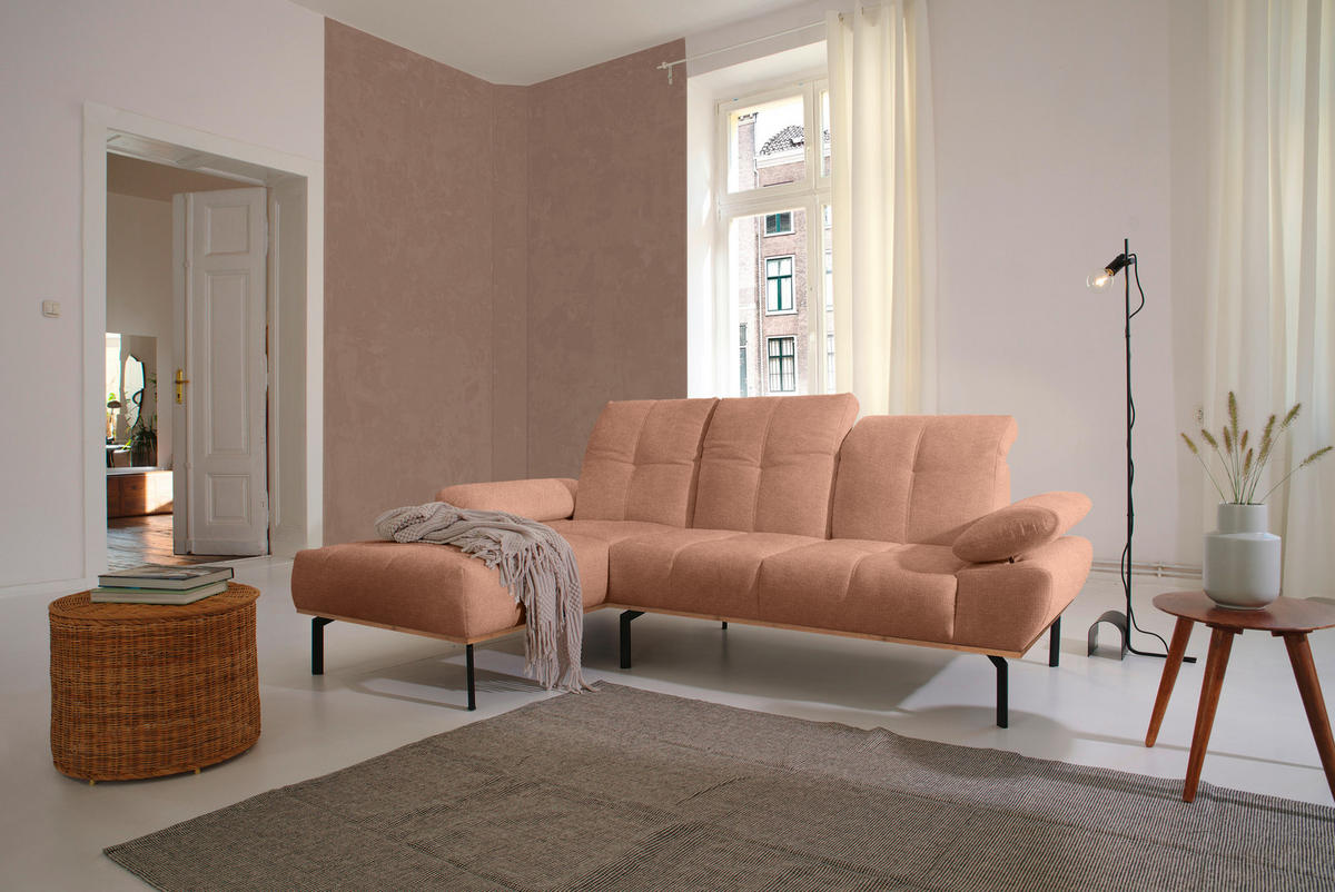 ECKSOFA Rotbraun Mikrofaser  - Wildeiche/Rotbraun, Design, Textil/Metall (242/170cm) - MID.YOU