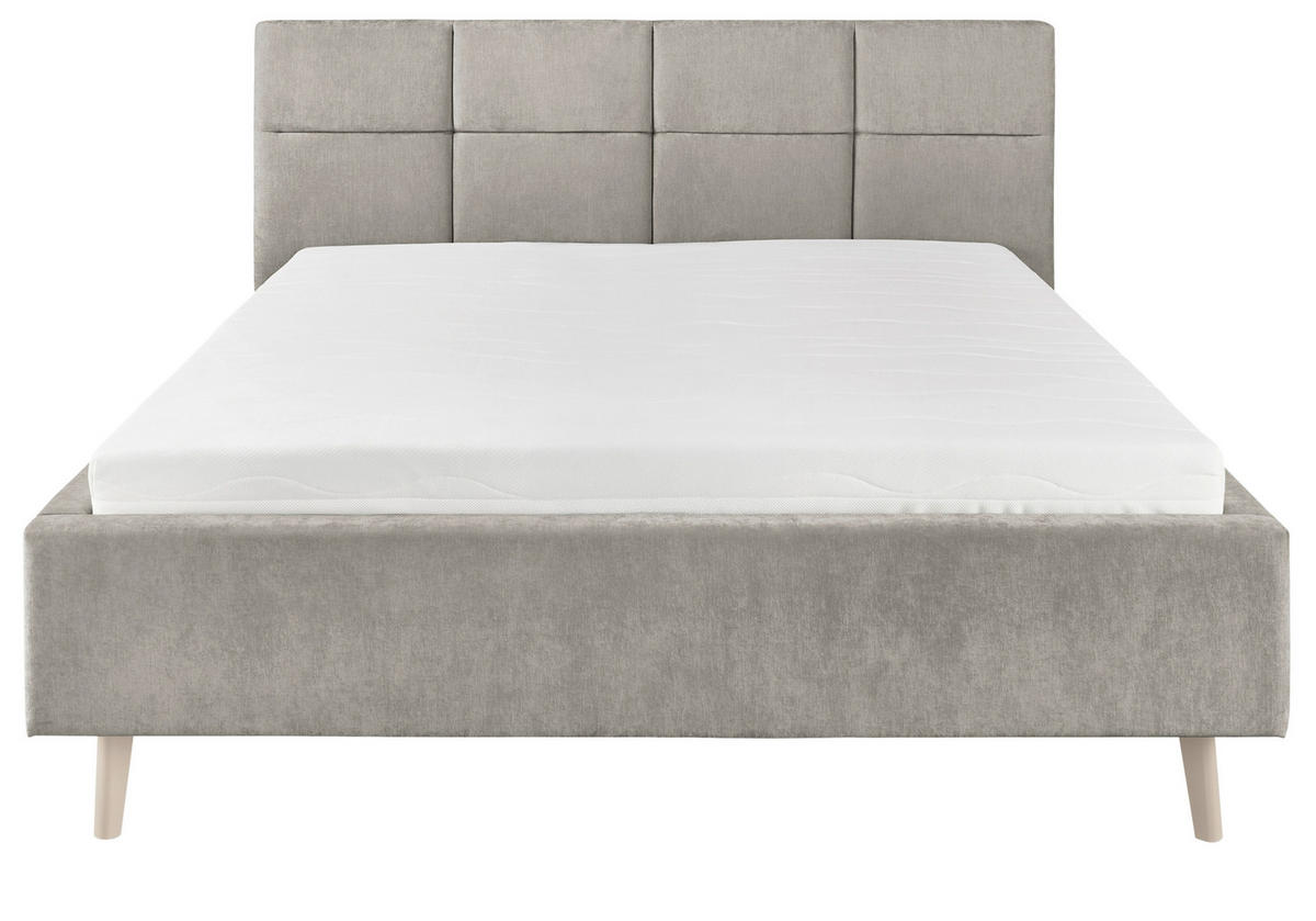 POLSTERBETT 140/200 cm,  in Grau,  - Sandfarben/Grau, KONVENTIONELL, Holz/Textil (140/200cm) - SetOne by Musterring