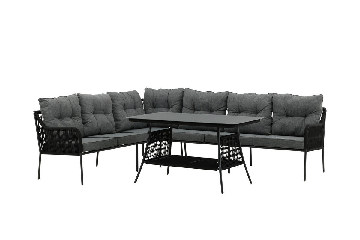 DINING-LOUNGESET 173/196 cm Stahl  - Schwarz, KONVENTIONELL, Metall (173/196cm) - Gardenson