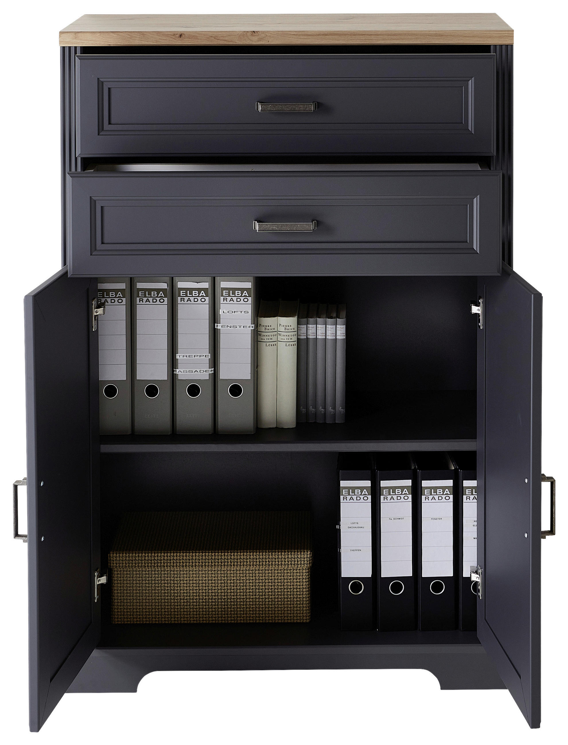 KOMMODE  in 86/127/38 cm  - Titanfarben/Graphitfarben, KONVENTIONELL, Holzwerkstoff/Metall (86/127/38cm) - Carryhome