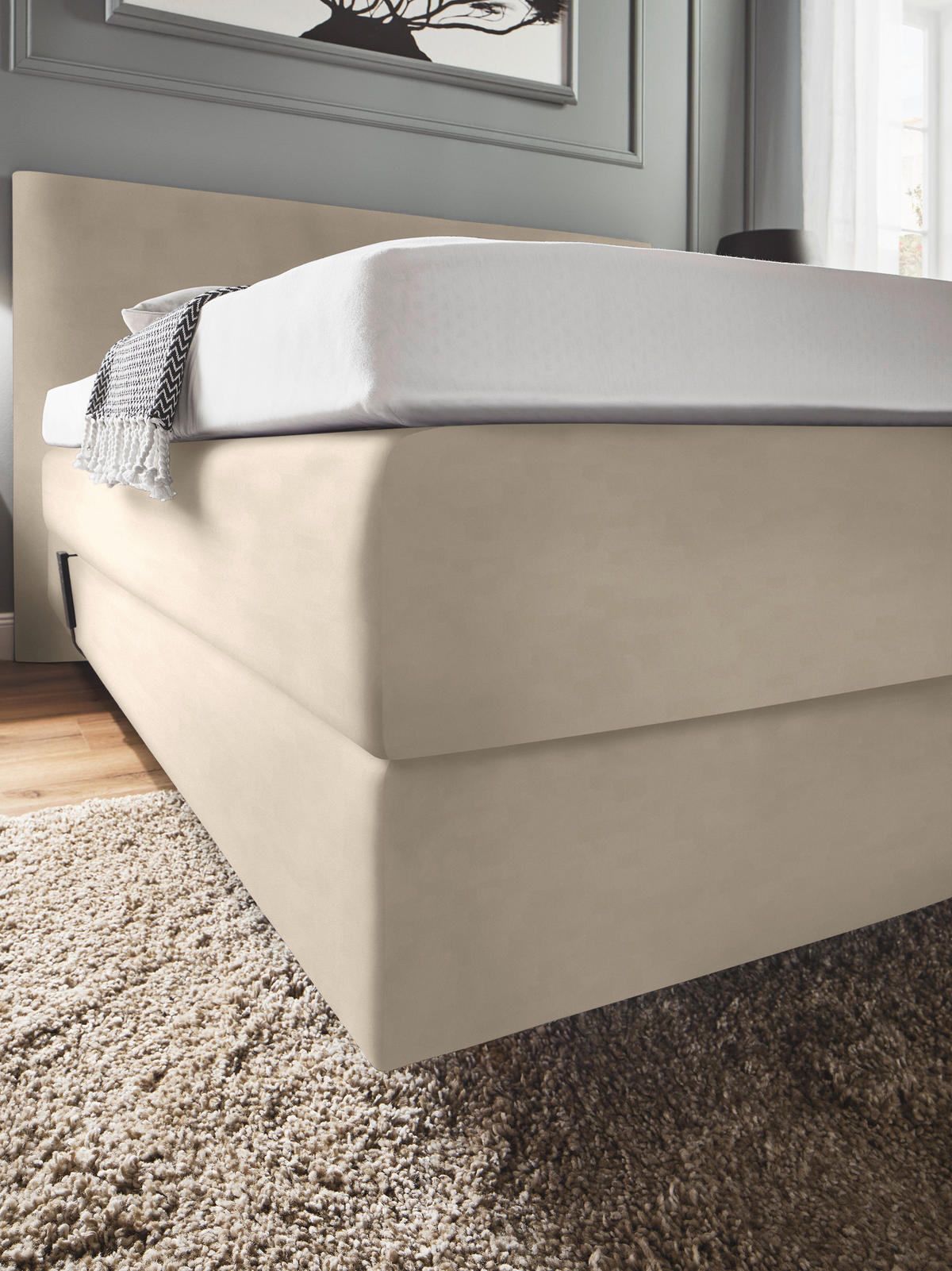 BOXSPRINGBETT 180/200 cm  in Naturfarben  - Naturfarben, KONVENTIONELL, Holz/Textil (180/200cm) - Dieter Knoll
