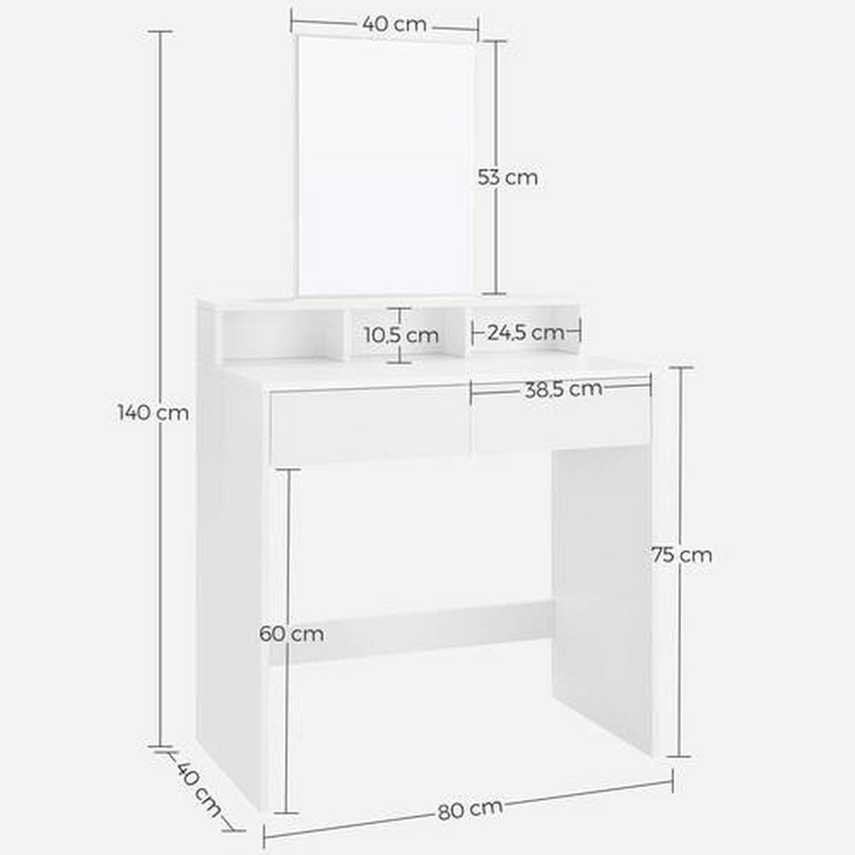 TOALETNÍ STOLEK, bílá, 80/40/140 cm - bílá, Trend, kompozitní dřevo/sklo (80/40/140cm) - Boxxx