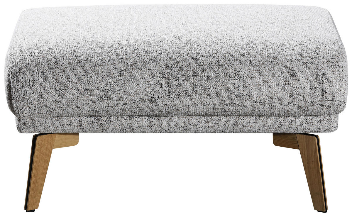 HOCKER Flachgewebe Creme, Hellgrau  - Eichefarben/Creme, Design, Holz/Textil (82/45/61cm) - Valnatura