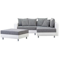 ECKSOFA inkl. Hocker tekstil  siva   - bijela/siva, Design, tekstil/plastika (215/185cm) - Livetastic