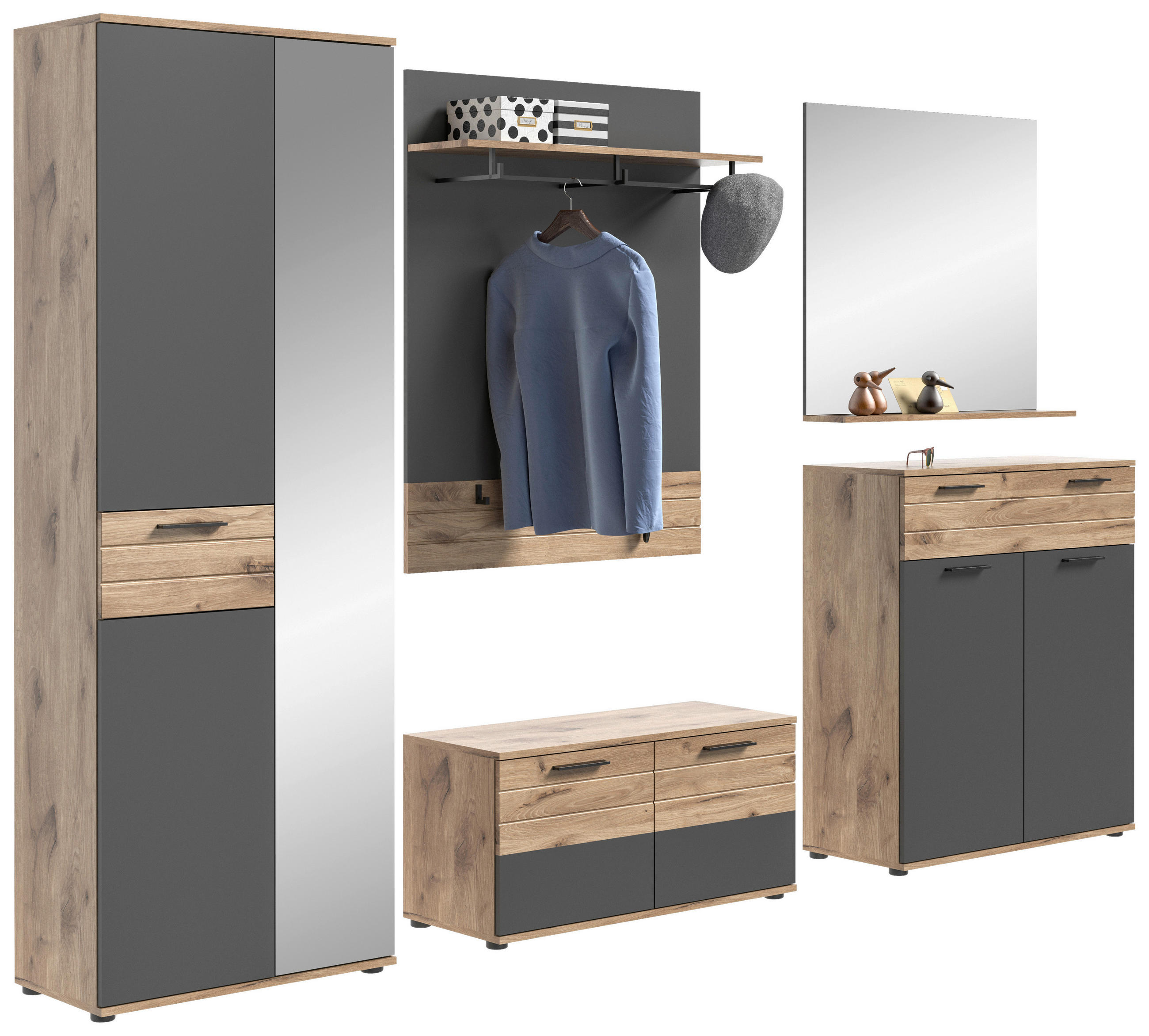 GARDEROBE 5-teilig in 280/200/38 cm - Holzwerkstoff (280/200/38cm) - MID.YOU
