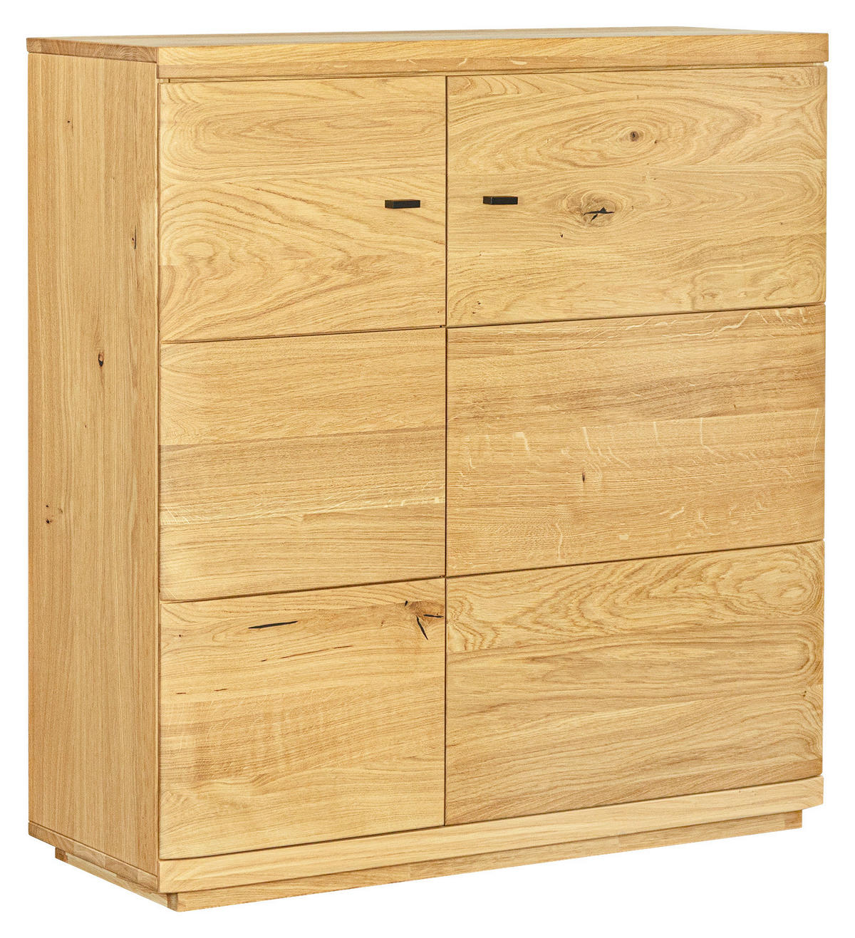 SCHUHSCHRANK Eiche massiv Naturfarben, Eichefarben  - Eichefarben/Schwarz, Natur, Holz/Metall (99/108,6/38cm) - Linea Natura