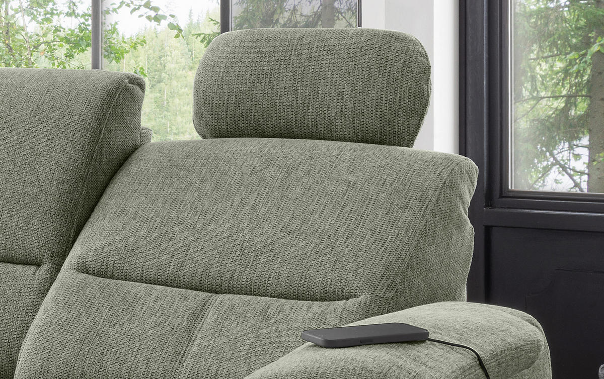 ECKSOFA in Chenille Grün  - Chromfarben/Grün, Konventionell, Textil/Metall (184/231cm) - Livetastic