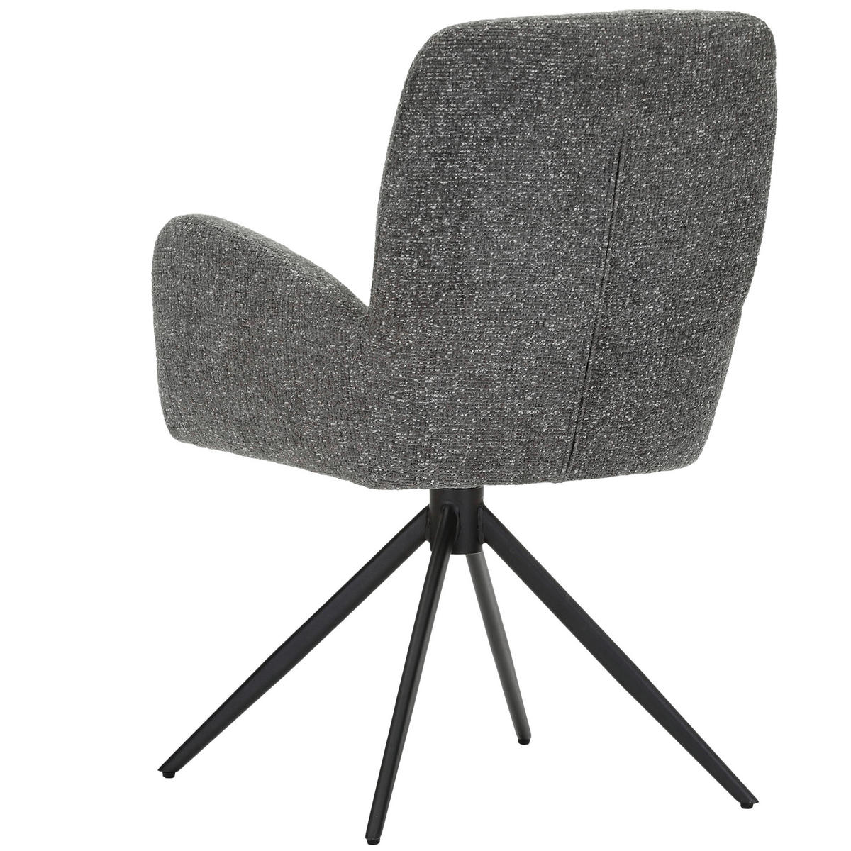 ARMLEHNSTUHL  Wippfunktion, Sitzfläche 360° drehbar, automatische Rückholfunktion Webstoff  Grau, Schwarz  - Schwarz/Grau, MODERN, Textil/Metall (63/91/65cm) - Hom`in
