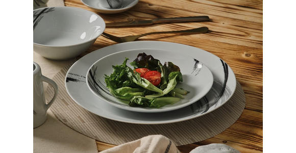 KOMBISERVICE Roma 62-teilig  - Schwarz/Weiß, Basics, Keramik - Novel