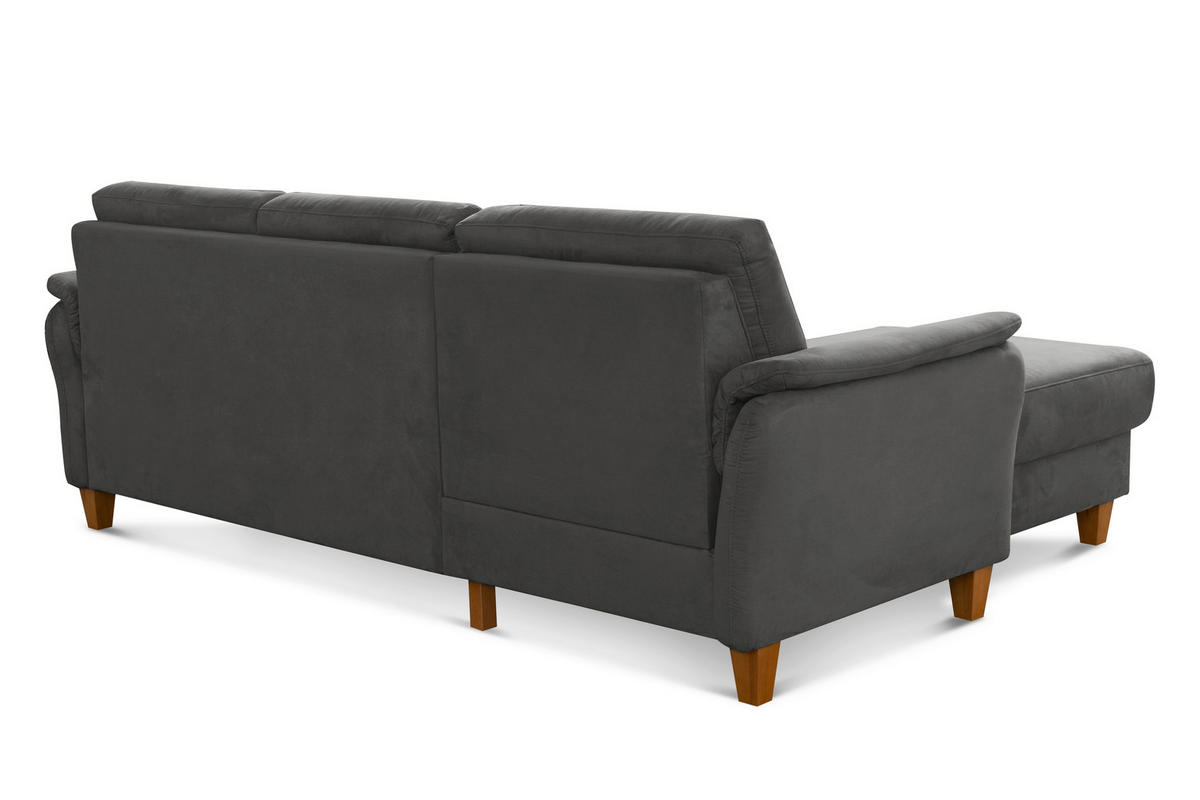 ECKSOFA in Mikrofaser Grau  - Eichefarben/Grau, Konventionell, Holz/Textil (163/244cm) - Sit & More