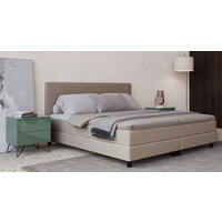 BOXBETT 180/200 cm,  in Beige, Matratze, Topper, H3 = fest  - Beige/Schwarz, MODERN, Holzwerkstoff/Textil (180/200cm) - MID.YOU